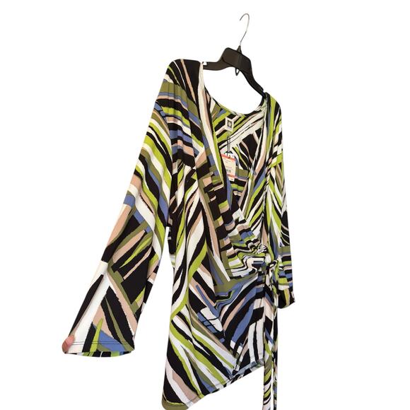 Anne Klein 3X Faux Wrap Top Multicolor Leaf Print Stretch Tunic NWT MSRP$79 - Picture 8 of 10
